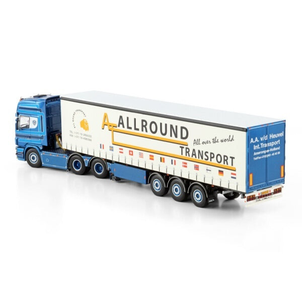1:50 SCANIA A.A. VD HEUVEL 4 series 6X2 CURTAINSIDE TRAILER 3 AXLE WSI   Diecast Model