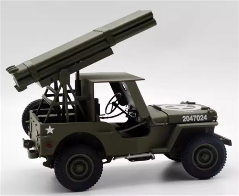 MBI JEEP Willys WWII Multiple Launch Rocket Artillery Vehicle olive drab 1:18 Tank Pre-built Model view6