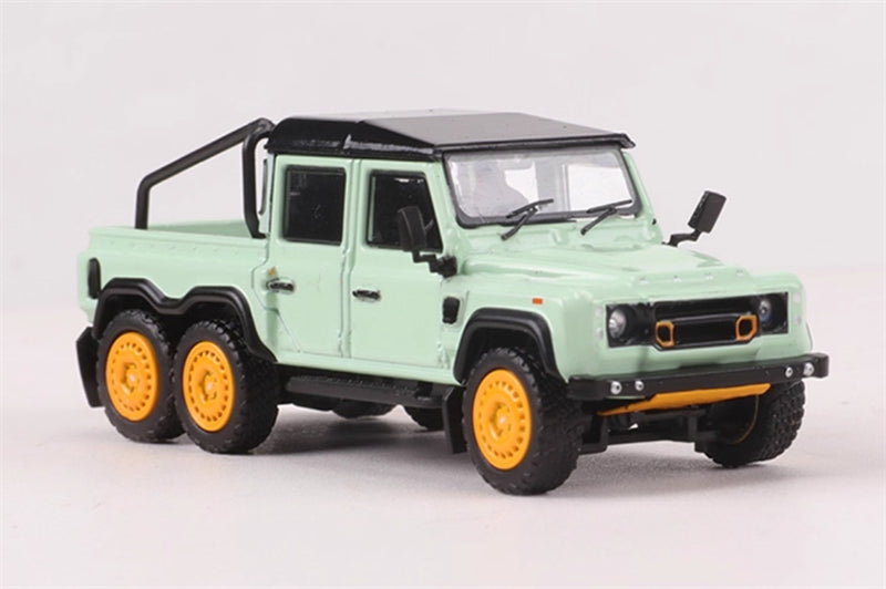 GCD Land Rover Defender 110 Kahn 6x6 Pick Up Off-road Light Green RHD 1:64 Truck Pre-built Model view5