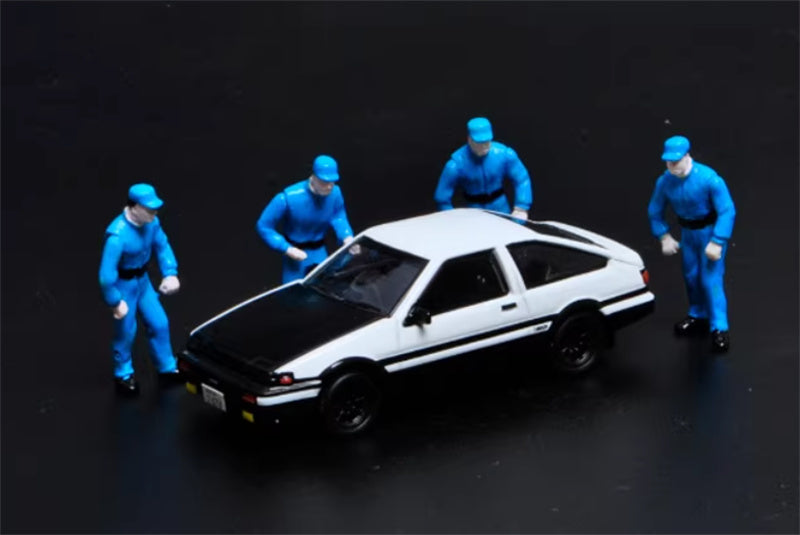 Hobby JAPAN Only Four blue car repair workers 1:64 figure Pre-built Model view2