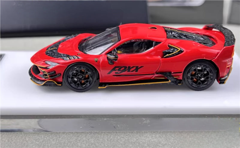 HKM Premium Mansory modified version Ferrari SF90 F9XX supercar Red hardtop Limited Edition 1:64 Car Pre-built Airliner Model Display view3