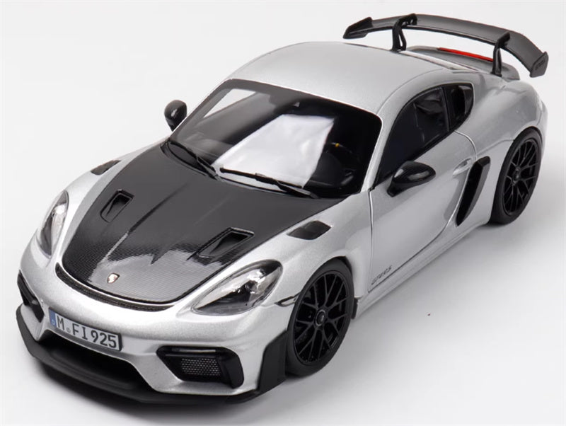 1:18 PORSCHE Cayman GT4 RS 2024 Silver carbon cover  Norev Hard top Tail Wing Edition DIECAST Car Model
