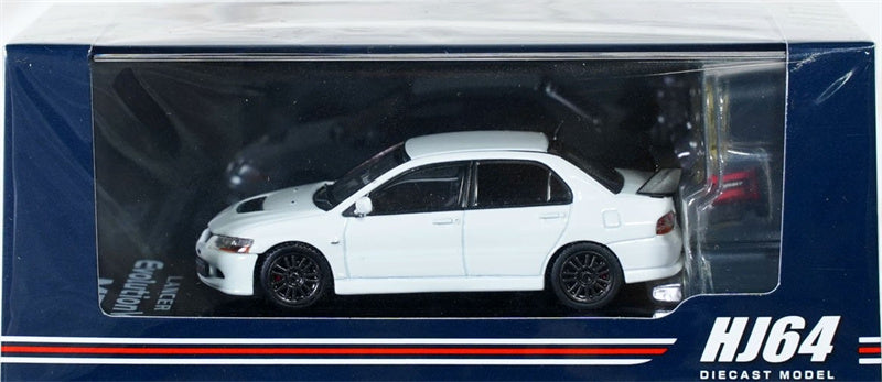 Hobby JAPAN MITSUBISHI LANCER EVOLUTION 8 MR GSR with Engine White - Black Wheel 1:64 Car Pre-built Model view3