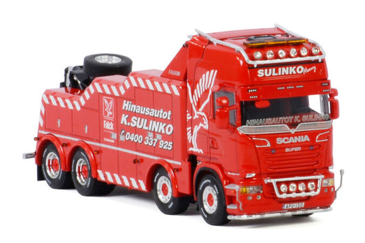 WSI SCANIA STREAMLINE TOPLINE FALKOM - 4 AXLE K. SULINKO OY 1:50 Truck Pre-built Model