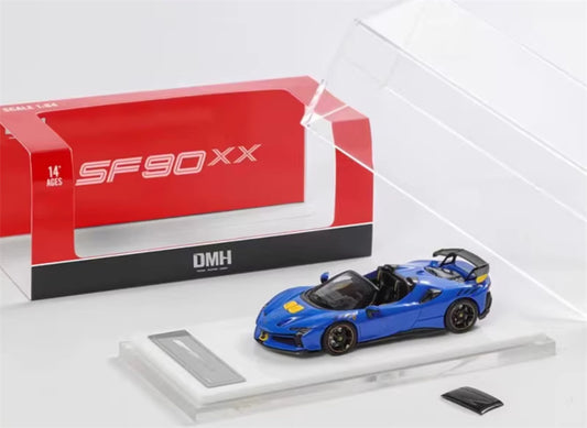 DMH Ferrari SF90 XX Spider Prancing Horse supercar Blue (five spoke wheels) convertible Limited Edition 999PCS ONLY 1:64 Car Pre-built Airliner Model Display view2