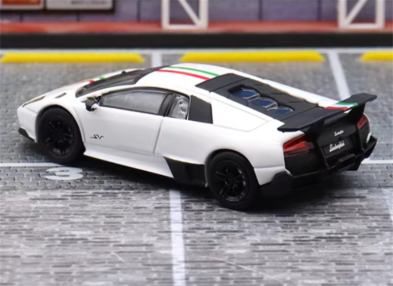 Max well Lamborghini Murcielago LP670-4 SV White w/ Stripe Version 1:64 Car Pre-built Airliner Model Display view4
