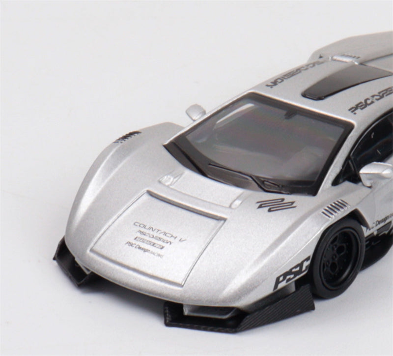 TIMEMICRO Lamborghini Countach Silver PSC Design 1:64 Car Pre-built Model view6