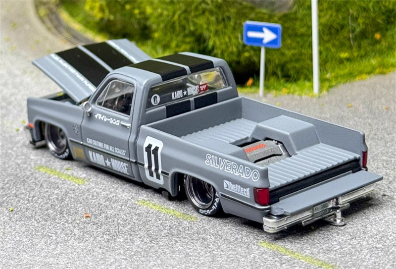 KaidoHouse x MiniGT Chevrolet Silverado Kaido V2 grey color box packaging 1:64 Car Pre-built Model view1