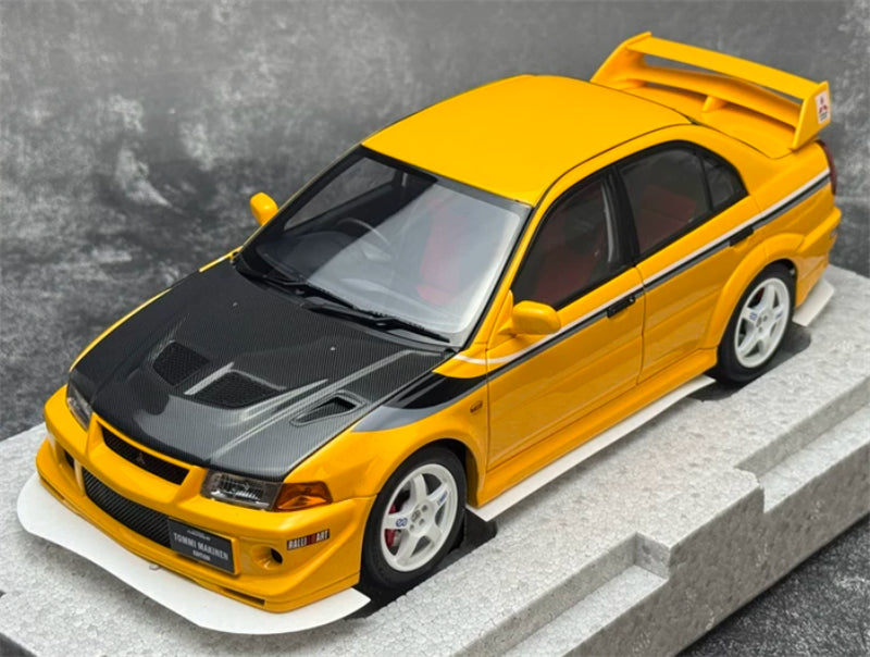 1:18 Mitsubishi Lancer Evolution VI (6.5) GSR T.M.E  Yellow Carbon Cover w/ Stripe MOTORHELIX Limited Edition 499PCS ONLY DIECAST Model