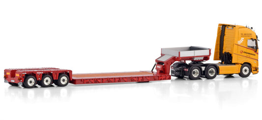 WSI VOLVO FH5 GLOBETROTTER XL 6X2 TAG AXLE EURO PX LOW LOADER - 3 AXLE Kranringen 1:50 Model