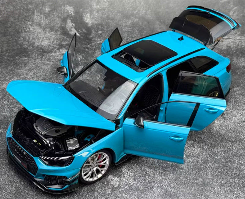 Kiloworks AUDI RS4 Avant Darwin Pro Flowing Blue 1:18 Car Pre-built Model