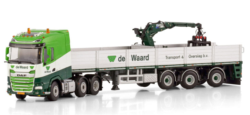 WSI DAF XG 6X2 TWIN STEER BRICK TRAILER - 3 AXLE De Waard B.V. 1:50 Truck Pre-built Model