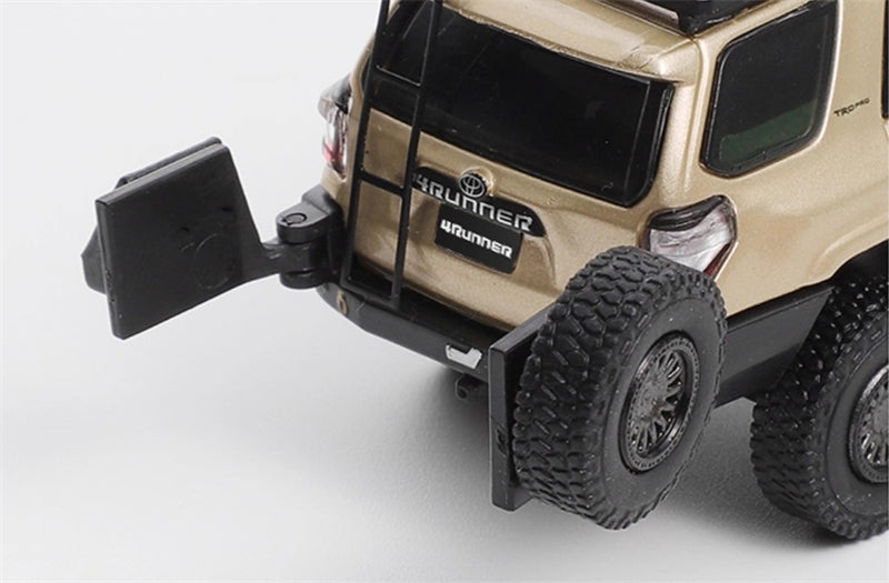 GCD Toyota 4Runner TRD PRO Overland SUV Modified Version Champagne w/ 18 Parts LHD 1:64 Car Pre-built Model view4