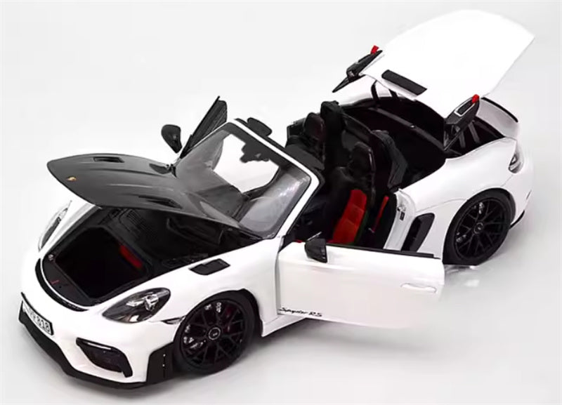 1:18 PORSCHE 718 SPYDER RS  White Carbon Cover  Norev Convertible DIECAST Car Model