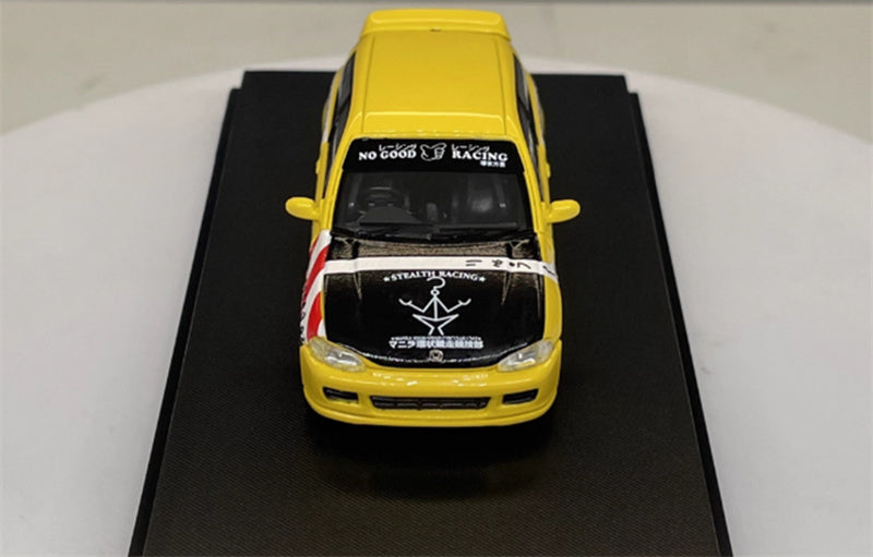 SW Honda Civic EG6 Yellow Hanshin Expressway Limited Edition 499PCS ONLY 1:64 Car Pre-built Model view4