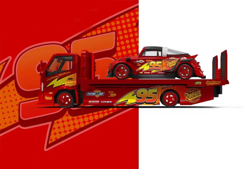 1:64 Hino H300 VW Beetle Car & Tailer Set Red COOL.CAR Limited Edition 999PCS ONLY DIECAST Model
