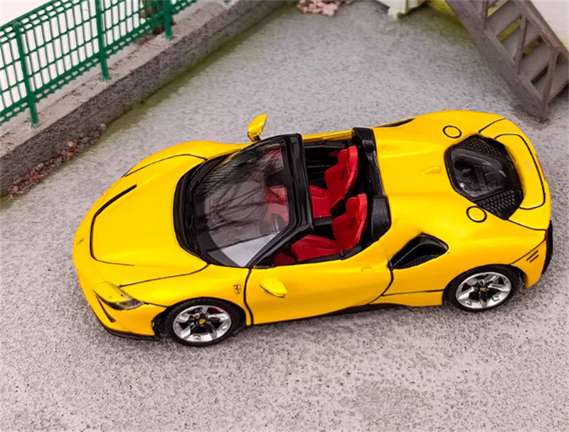 Solo Model Ferrari SF90 supercar Golden convertible limited edition 1:64 Car Pre-built Airliner Model Display view6