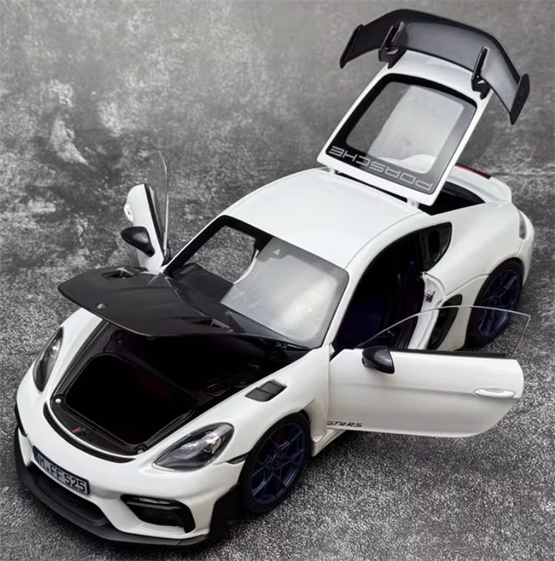 1:18 PORSCHE Cayman GT4 RS 2024 White carbon cover  Norev Hard top Tail Wing Edition DIECAST Car Model