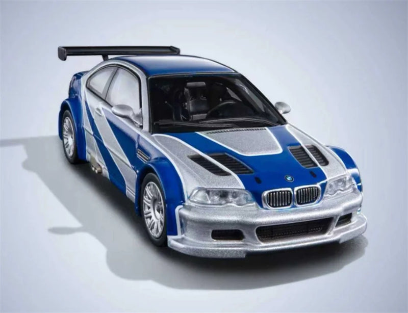 1:64 BMW M3 E46 GTR Silver with Blue Stripes Almost Real DIECAST Model