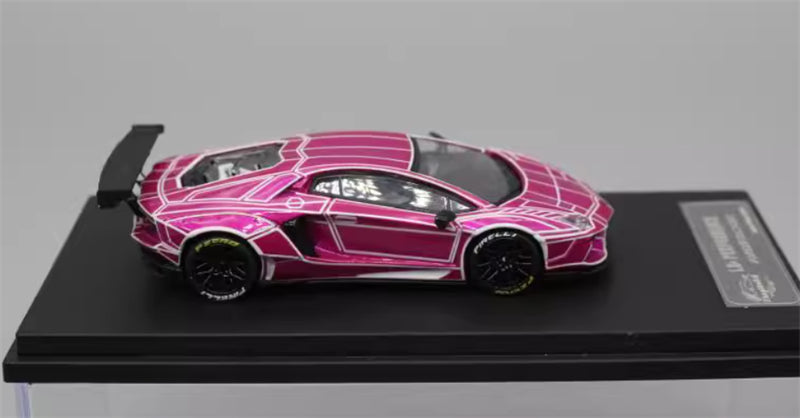 KING MODEL Lamborghini LP700 AVENTADOR Burst Pattern Luminous Edition Electroplating Pink 1:64 Car Pre-built Model view5