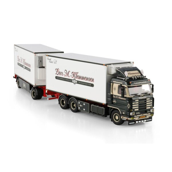 1:50 SCANIA LARS KLEMMENSEN 3 Series 6X2 REEFER DRAWBAR TURNTABLE TRAILER 5 AXLE WSI Diecast Model