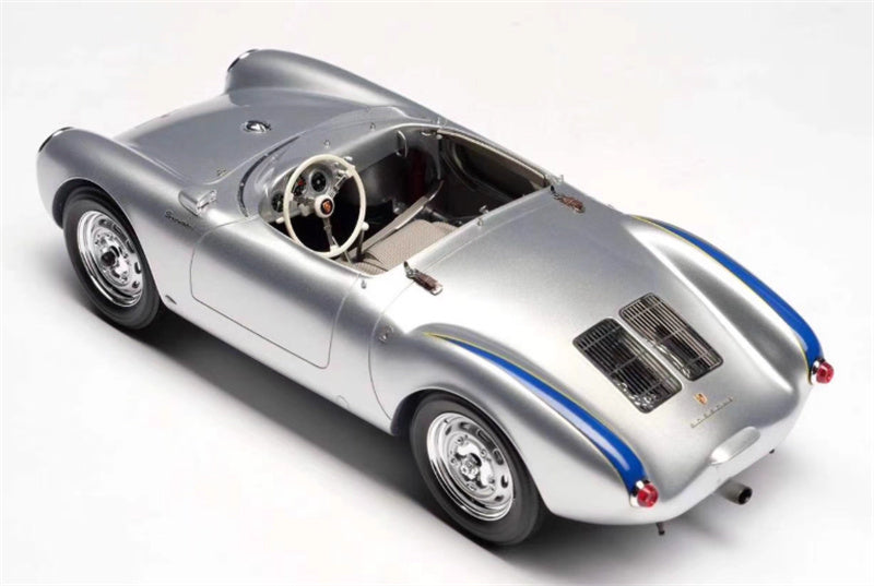1:18 Porsche 550 SPYDER Silver Amalgam convertible Resin Car Model view5
