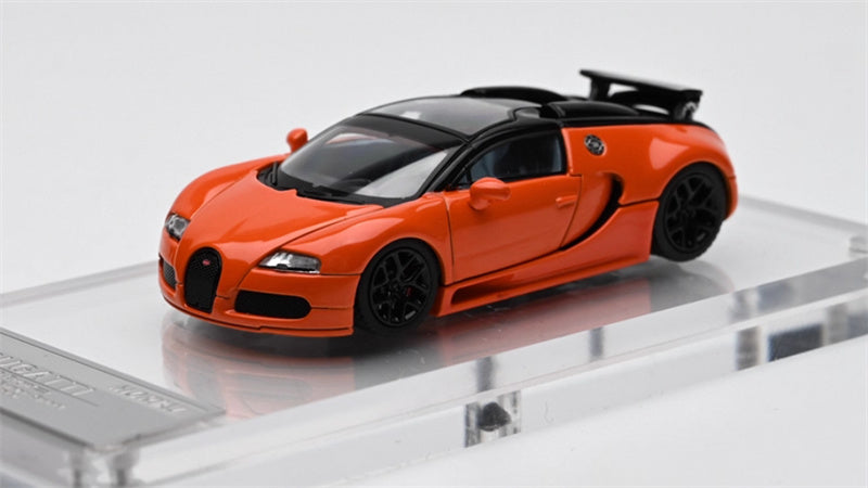 Mortal Bugatti Veyron Metal Orange Black Double Splicing 1:64 Car Pre-built Model view1