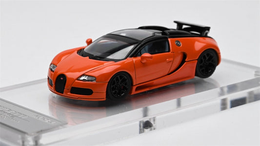 Mortal Bugatti Veyron Metal Orange Black Double Splicing 1:64 Car Pre-built Model view1