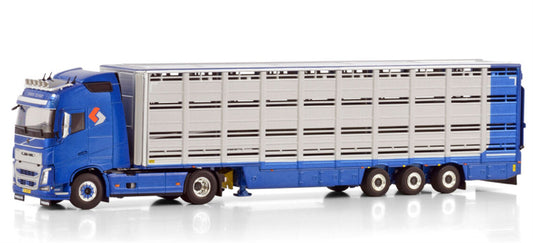 WSI VOLVO FH4 GLOBETROTTER 4X2 LIVE STOCK TRAILER - 3 AXLE Groot Zevert 1:50 Truck Pre-built Model