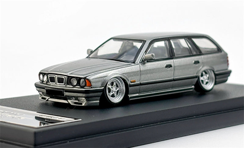 Mortal BMW E34 TOURING 5 Series wagon Grey Lowered Version Limited Edition 799PCS ONLY 1:64 Car Pre-built Model view1