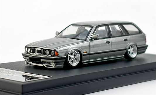 Mortal BMW E34 TOURING 5 Series wagon Grey Lowered Version Limited Edition 799PCS ONLY 1:64 Car Pre-built Model view1
