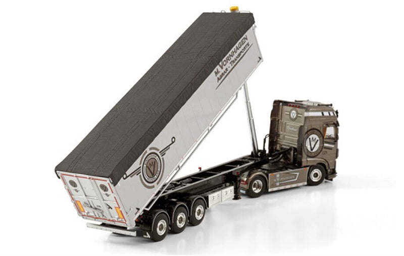 WSI DAF XF SSC MY2017 4X2 VOLUME TIPPER TRAILER - 3 AXLE M. VORNHAGEN 1/50 Truck Pre-built Model
