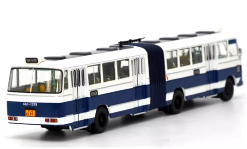 AUTO-GLIMPSE Shanghai Bus SK661 articulated trolley bus Blue Route 57 High end version (flat peak type) 1980-2005 1:64 Bus Pre-built Model view4
