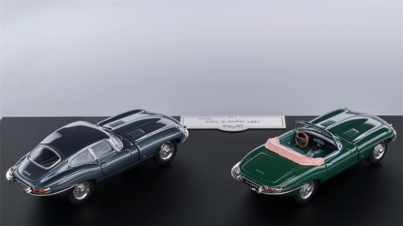 GFCC 1961 HEC Jaguar E-Type Roadster Convertible Green & Gray Dual car set Limited Edition 499PCS ONLY LHD 1:64 car Pre-built Model view3