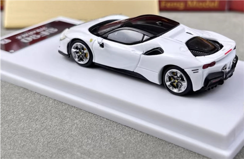 Lang feng Model Ferrari SF90 supercar White hardtop 1:64 Car Pre-built Airliner Model Display view2