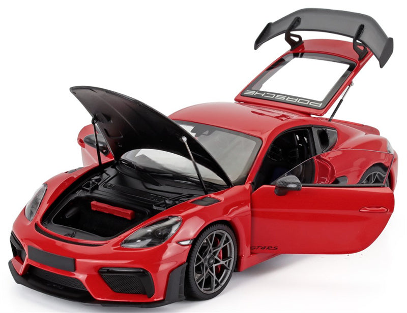 1:18 PORSCHE Cayman GT4 RS 2024 Red Carbon Cover  MINICHAMPS Hard Top Tail Wing Edition DIECAST Car Model