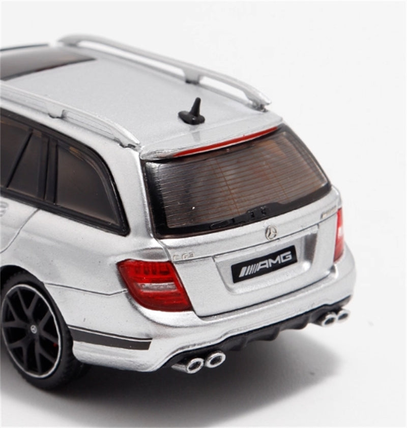 Flame Mercedes-Benz C63 AMG Edition 507 Wagon Silver Limited Edition 499PCS ONLY 1:64 car Pre-built Model view4