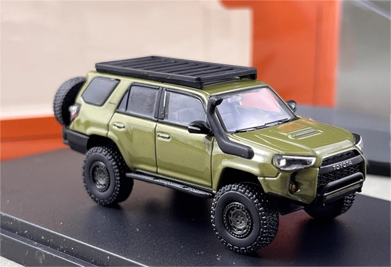 GCD Toyota 4Runner TRD PRO Overland SUV Modified Version Green w/ 13 Parts LHD 1:64 Car Pre-built Model view7