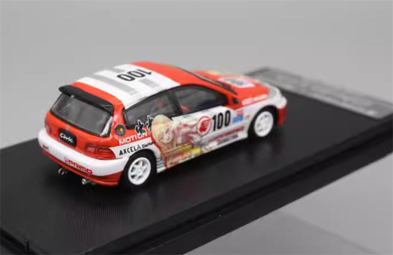 SW Honda Civic EG6 V2 White Wheel Limited Edition 499PCS ONLY 1:64 Car Pre-built Model view4