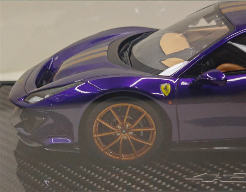BBR MODELS Ferrari 488 Pista Viola AI Humad Hardtop Hong Kong Purple Gold Stripe Gold wheels Carbon fiber base Limited Edition 30PCS ONLY 1:18 Car Pre-built Model view9