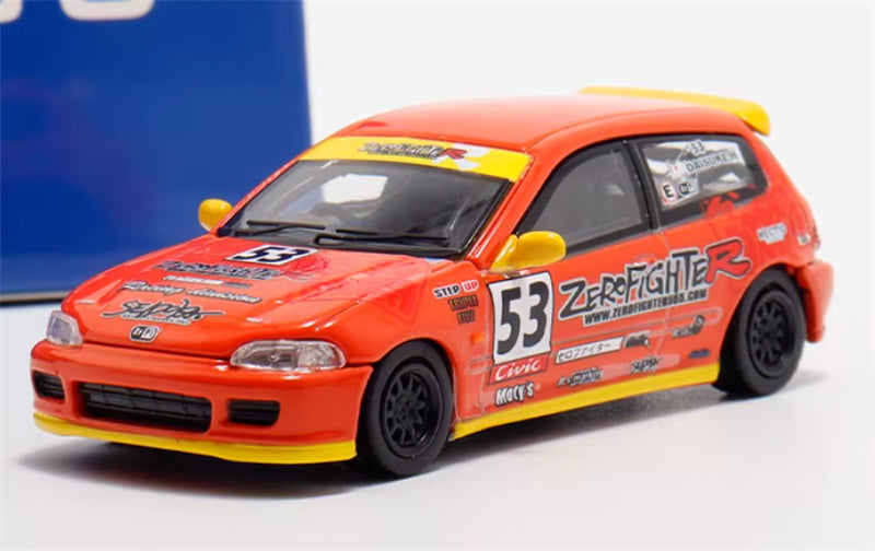 SW Honda Civic EG6 Orange 53# Limited Edition 499PCS ONLY 1:64 Car Pre-built Model view6