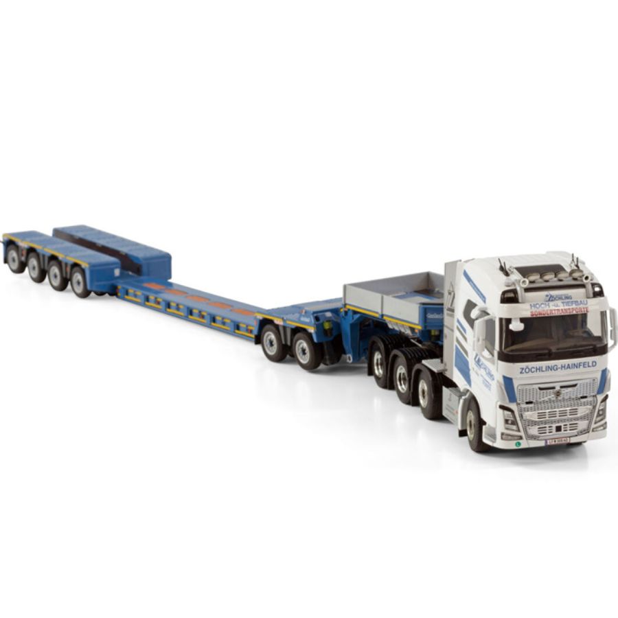 WSI VOLVO FH4 GLOBETROTTER 8X4 LOW LOADER - 4 AXLE + DOLLY - 2 AXLE ZÖCHLING 1/50 DIECAST Truck Lorry