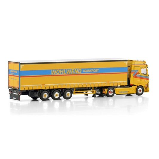 1:50 RENAULT WOHLWEND 4X2 CURTAINSIDE TRAILER 3 AXLE WSI  Yellow Diecast Model