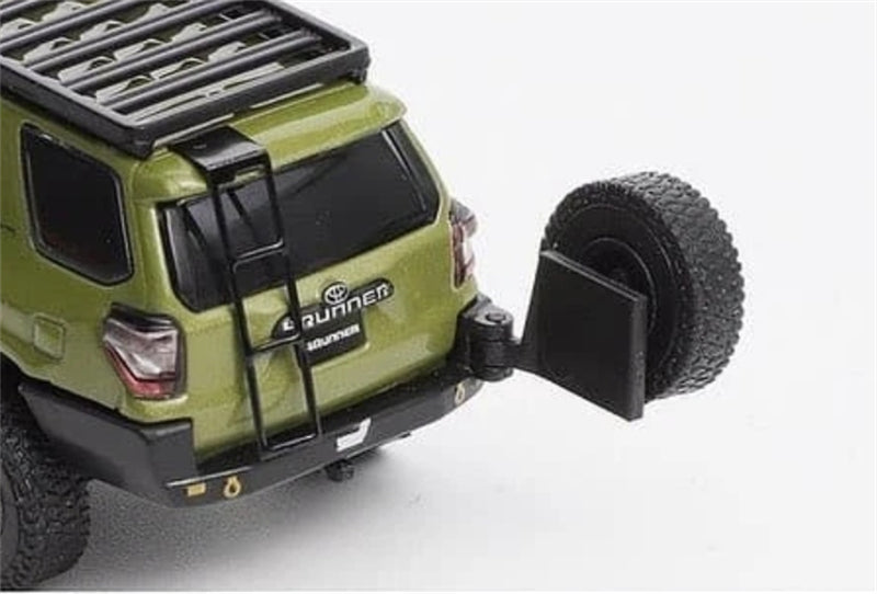 GCD Toyota 4Runner TRD PRO Overland SUV Modified Version Green w/ 13 Parts LHD 1:64 Car Pre-built Model view6