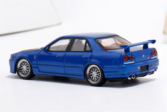 Mortal NISSAN ER34 SkyIne 25GT-t ALL IN TUNING 2024 Modified Edition Blue carbon Hood Regular Edition (Silver Wheel) Limited Edition 1:64 Car Pre-built Model view2