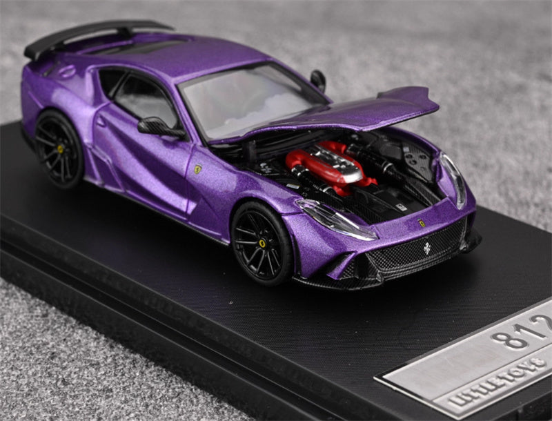 Little Toys x SH Ferrari 812 N-Largo V12 Supercar Novitec Modified Edition Limited Edition 299PCS ONLY Purple 1:64 Car Pre-built Model view6