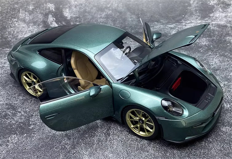 NOREV 2021 Porsche 911 GT3 Malachite green gold wheel No tail version 1:18 Car Pre-built Model view8