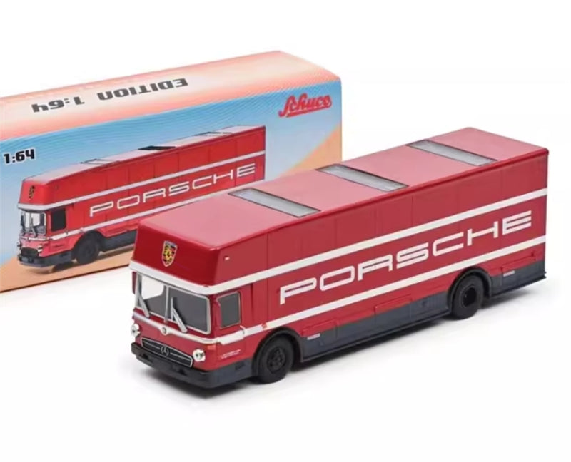 Schuco Mercedes Benz O317 Race Car Transporter Porsche MOTORSPORT Red 1968 1:64 Truck Pre-built ModelSchuco Mercedes Benz O317 Race Car Transporter Porsche MOTORSPORT Red 1968 1:64 Truck Pre-built Model