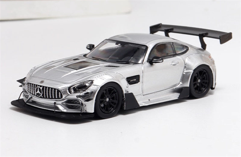 BSC Mercedes AMG GT-S Carbonerre modified big rear wing sports car metallic silver Limited Edition 1:64 Car Pre-built Model view1