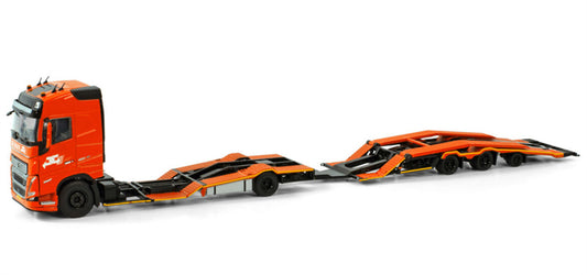 WSI VOLVO FH5 GLOBETROTTER TRUCK TRANSPORTER TRUCK 4X2 TRUCK TRANSPORTER DRAWBAR TRAILER - 3 AXLE De Rooy 1:50 Model